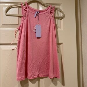 Good Luck Girl Pink Cutout Tank Top Girls